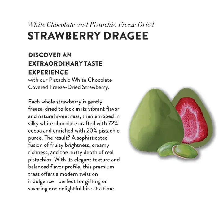 Fresa Liofilizada Cubierta de Chocolate Blanco y Pistacho, 80 G