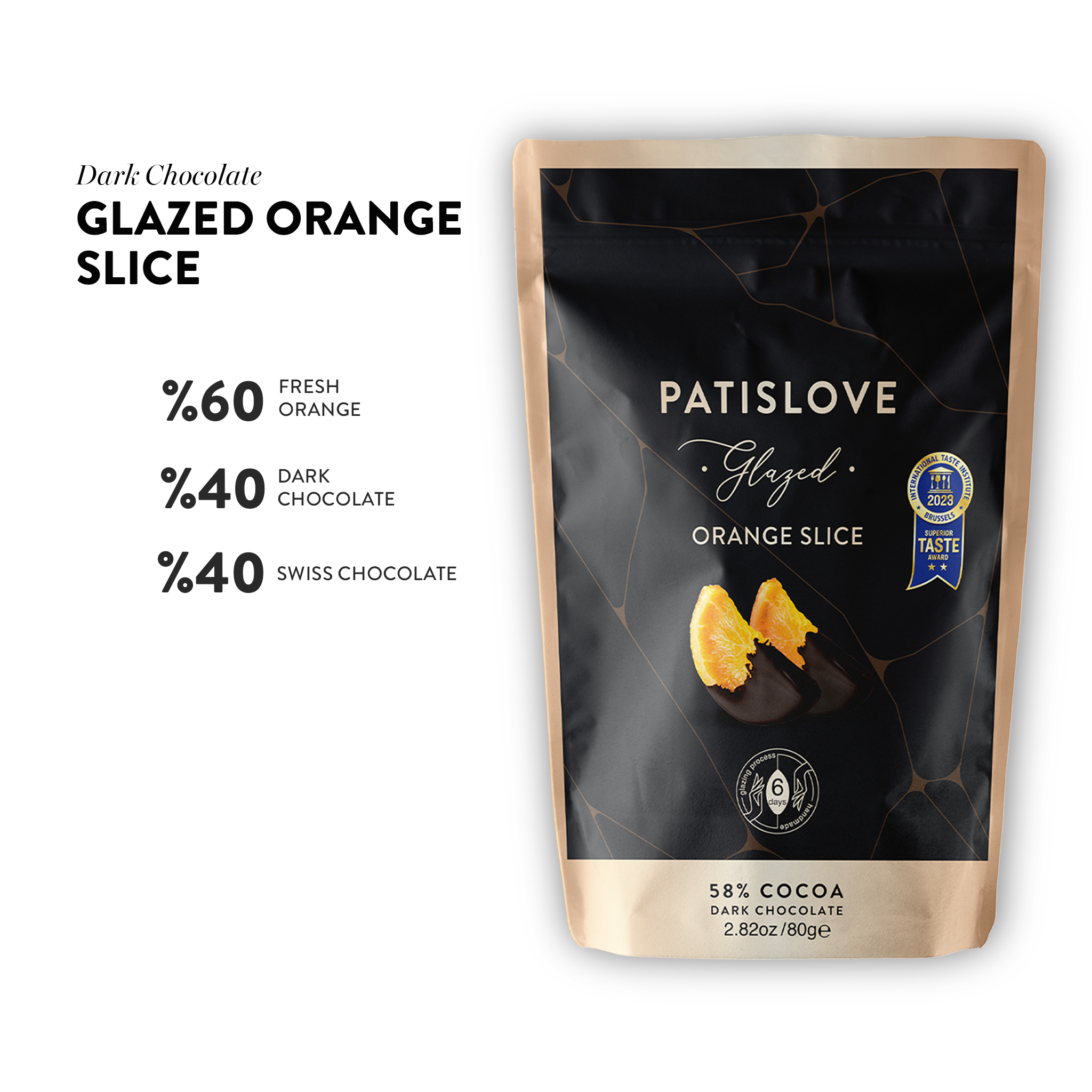 Glazed Half Covered Dark Chocolate Orange Slice