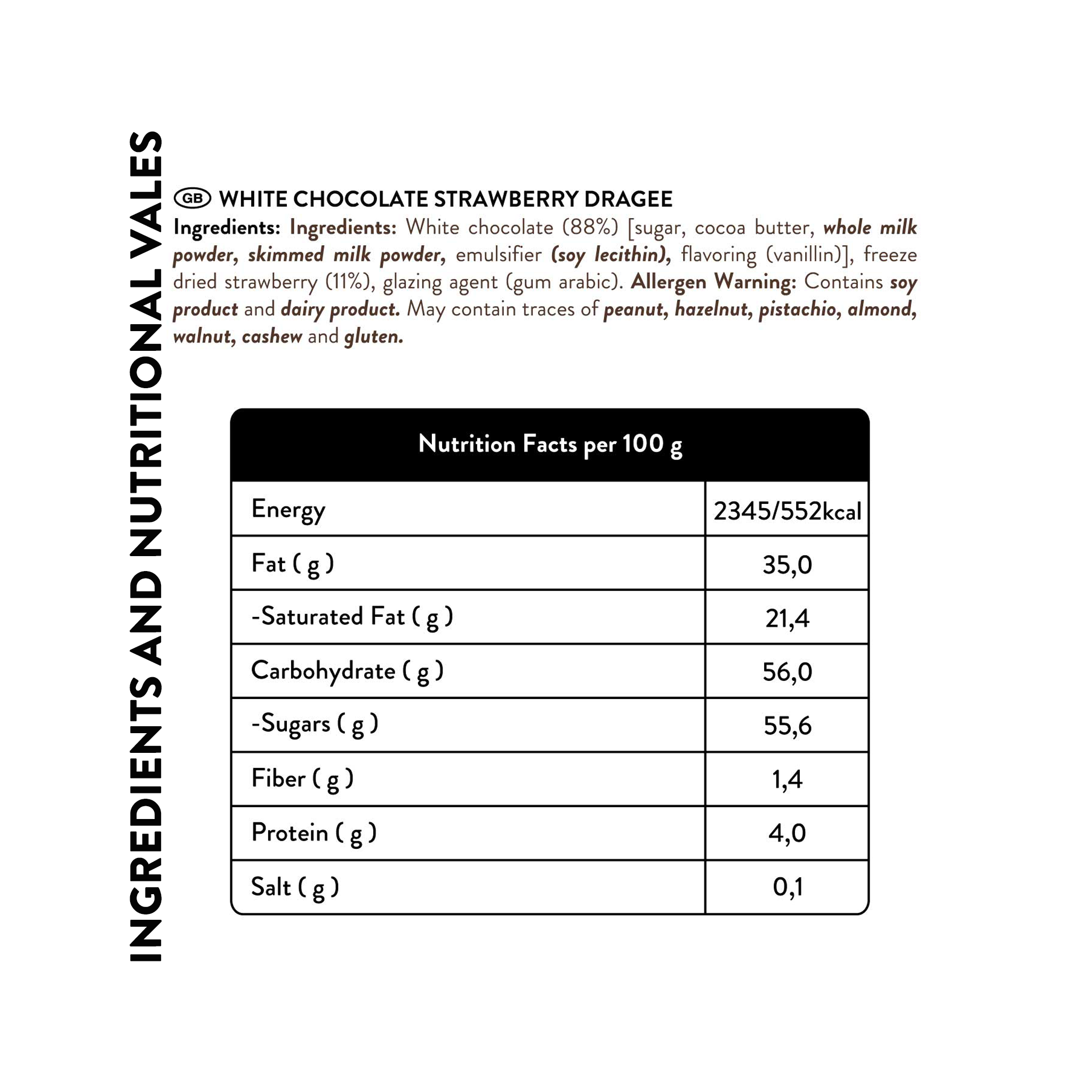Freeze Dried White Chocolate Strawberry Dragee, 80G