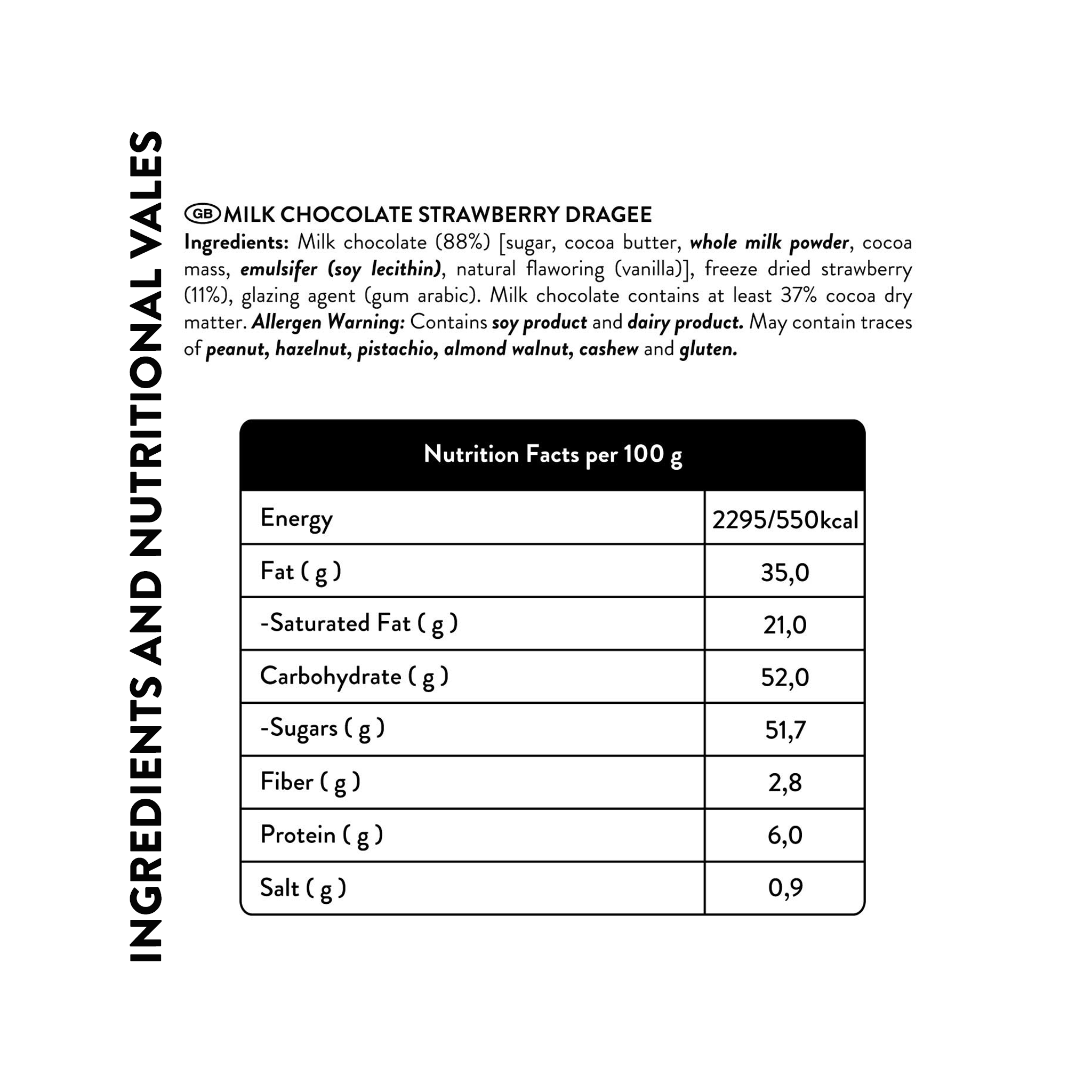 Grageas de fresa liofilizada recubiertas de chocolate con leche, 80 g