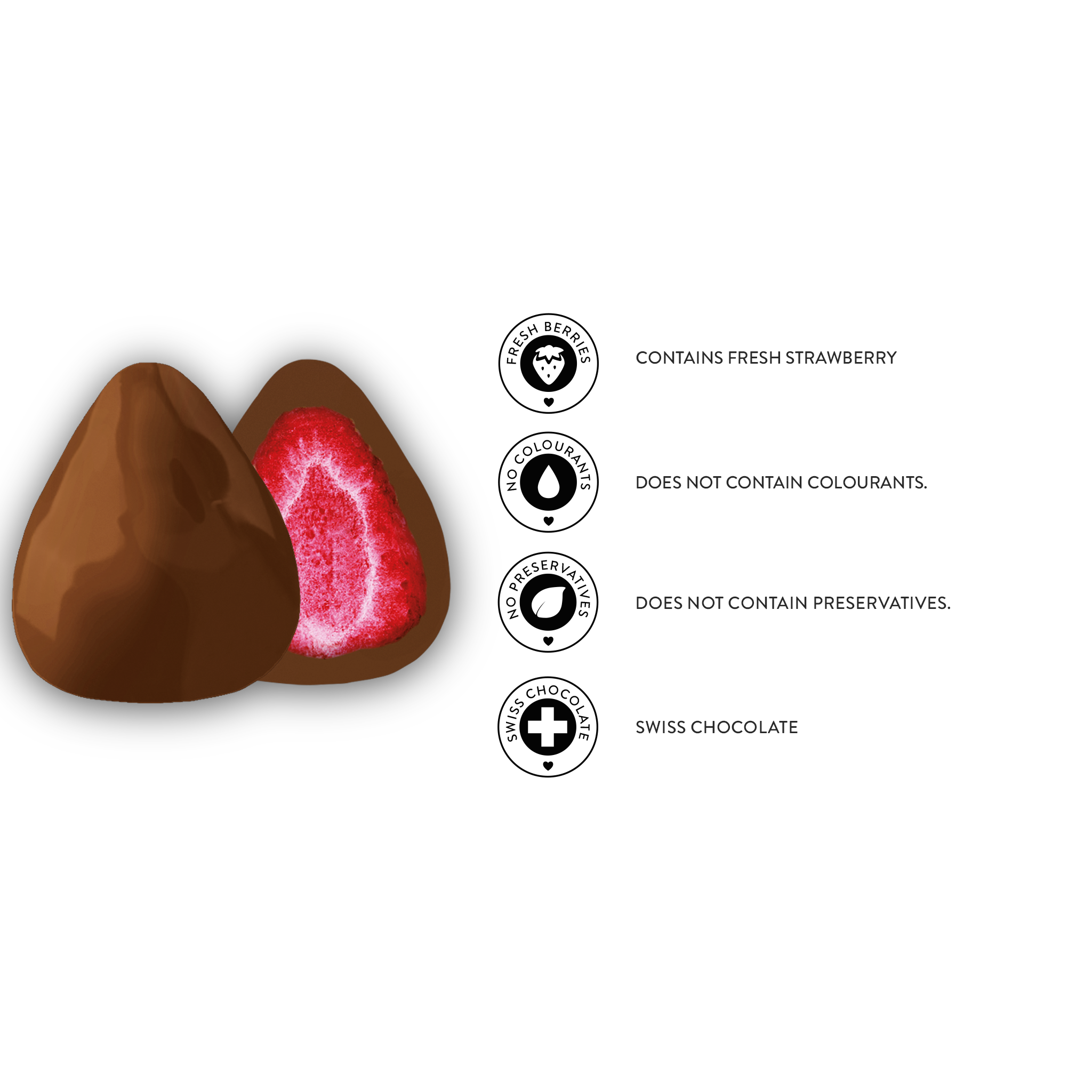 Grageas de fresa liofilizada recubiertas de chocolate con leche, 80 g