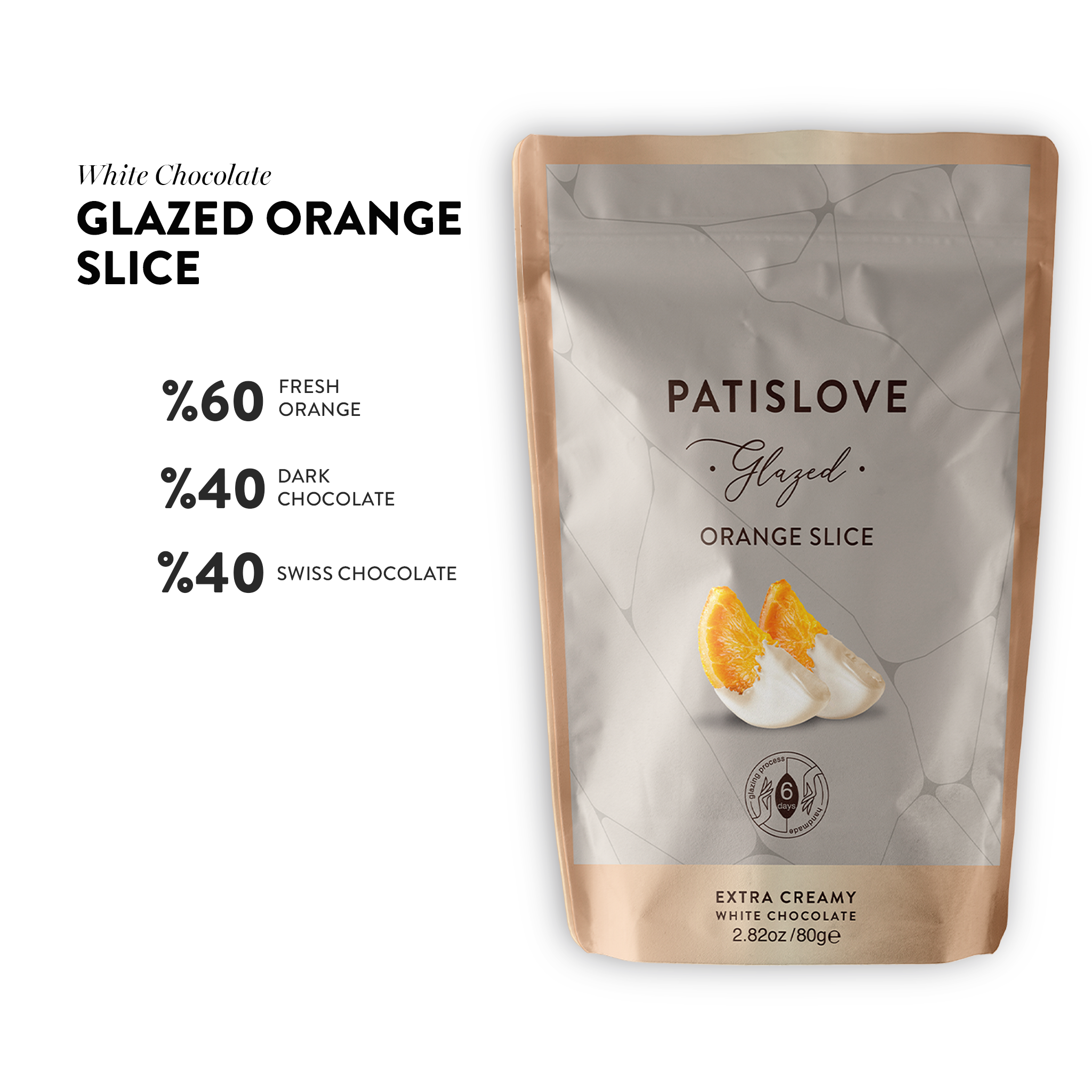 Glazed Half Covered White Chocolate Orange Slice