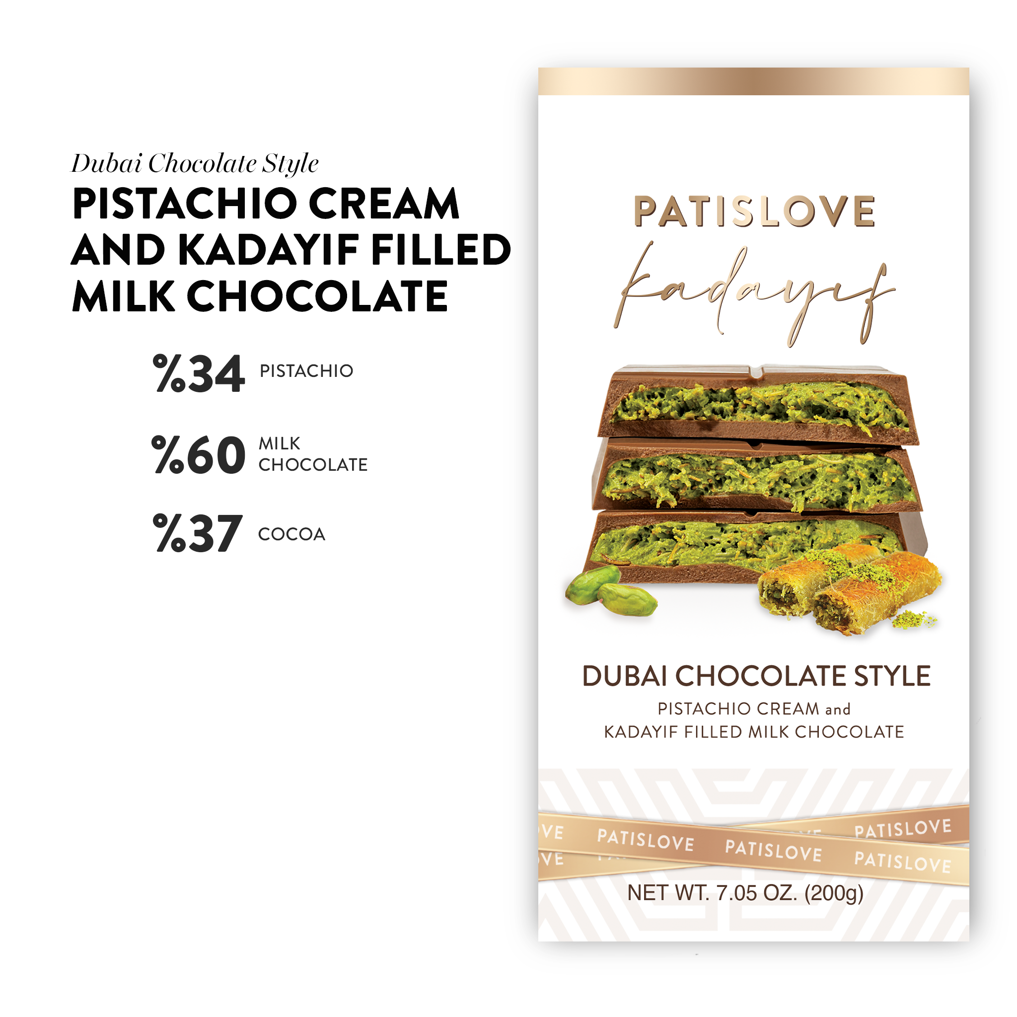 Pistachio Crunch Bar – Dubai Style, 200G