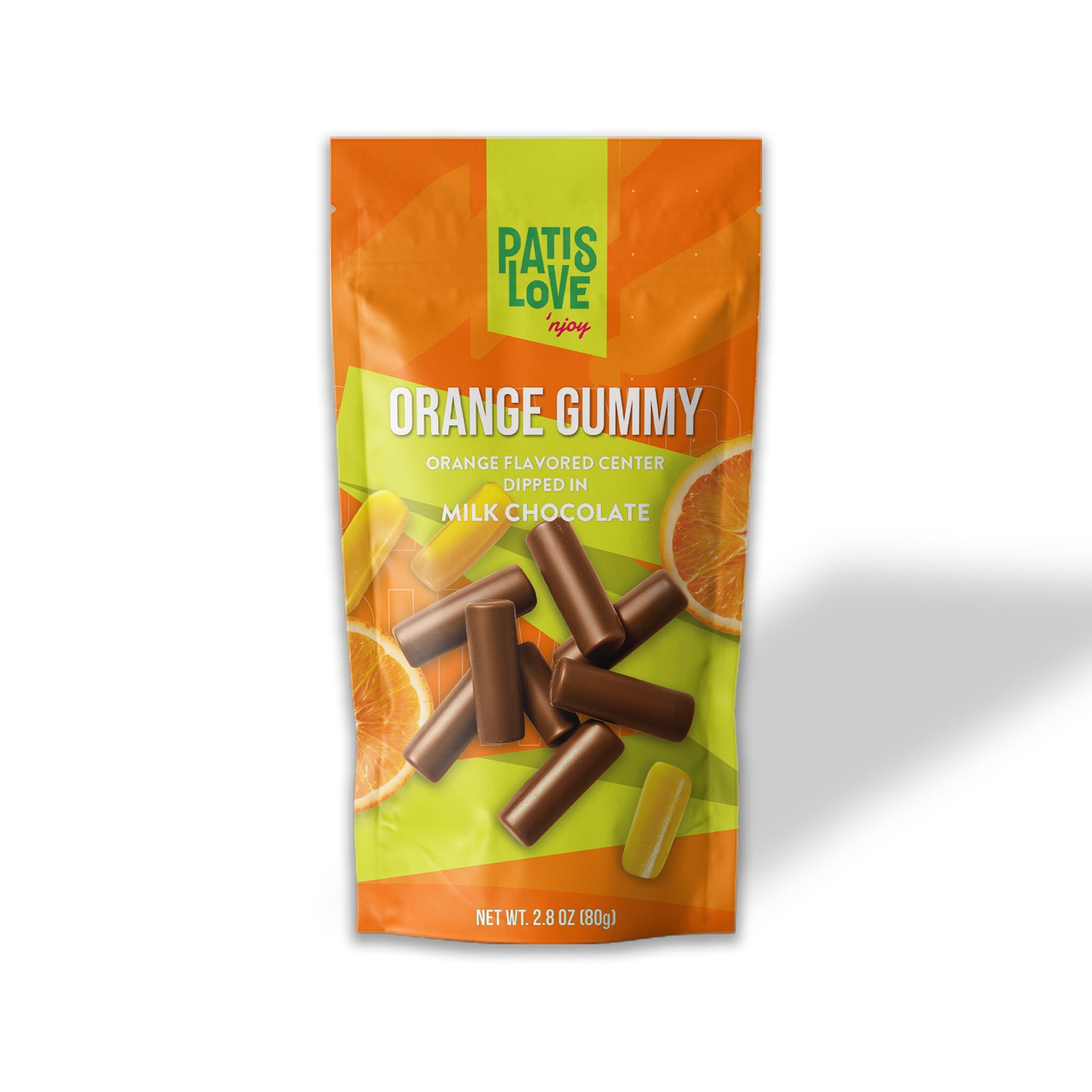 Patislove Orange Gummy – Milk Chocolate Covered, 80G