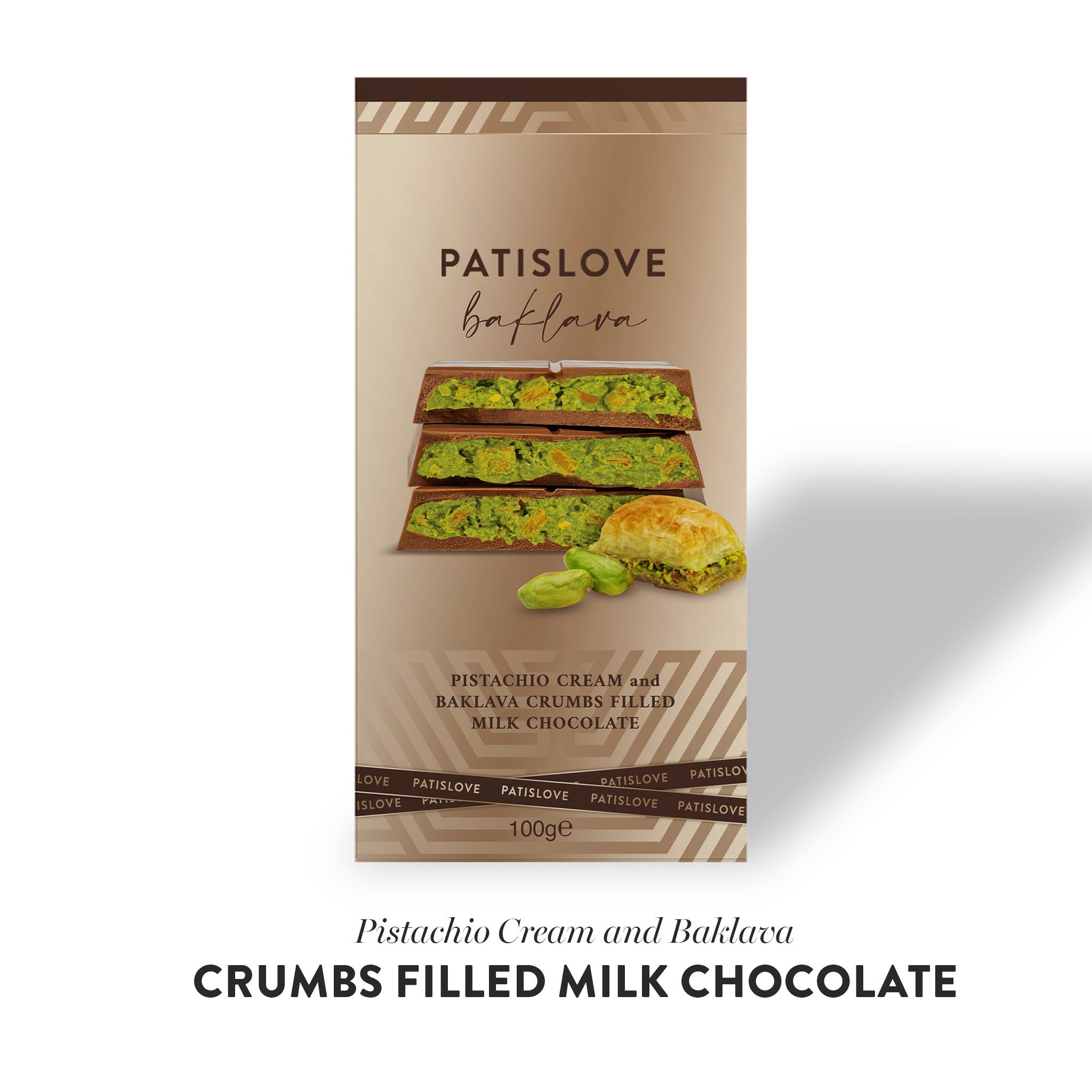 Pistachio Cream and Baklava Crumbs Filled Milk Chocolate, 200G