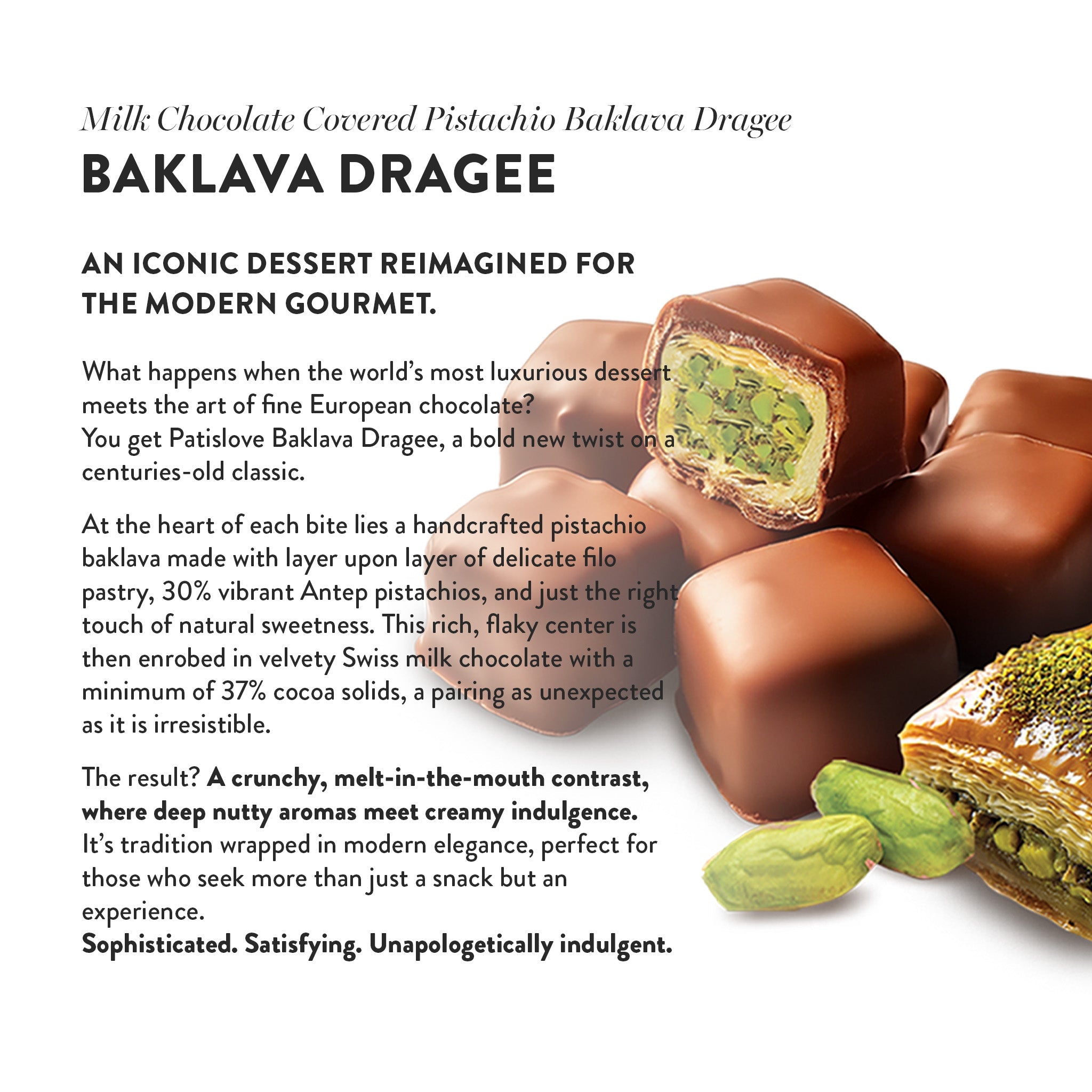 Dragee de Baklava – Baklava de Pistacho Cubierto de Chocolate con Leche