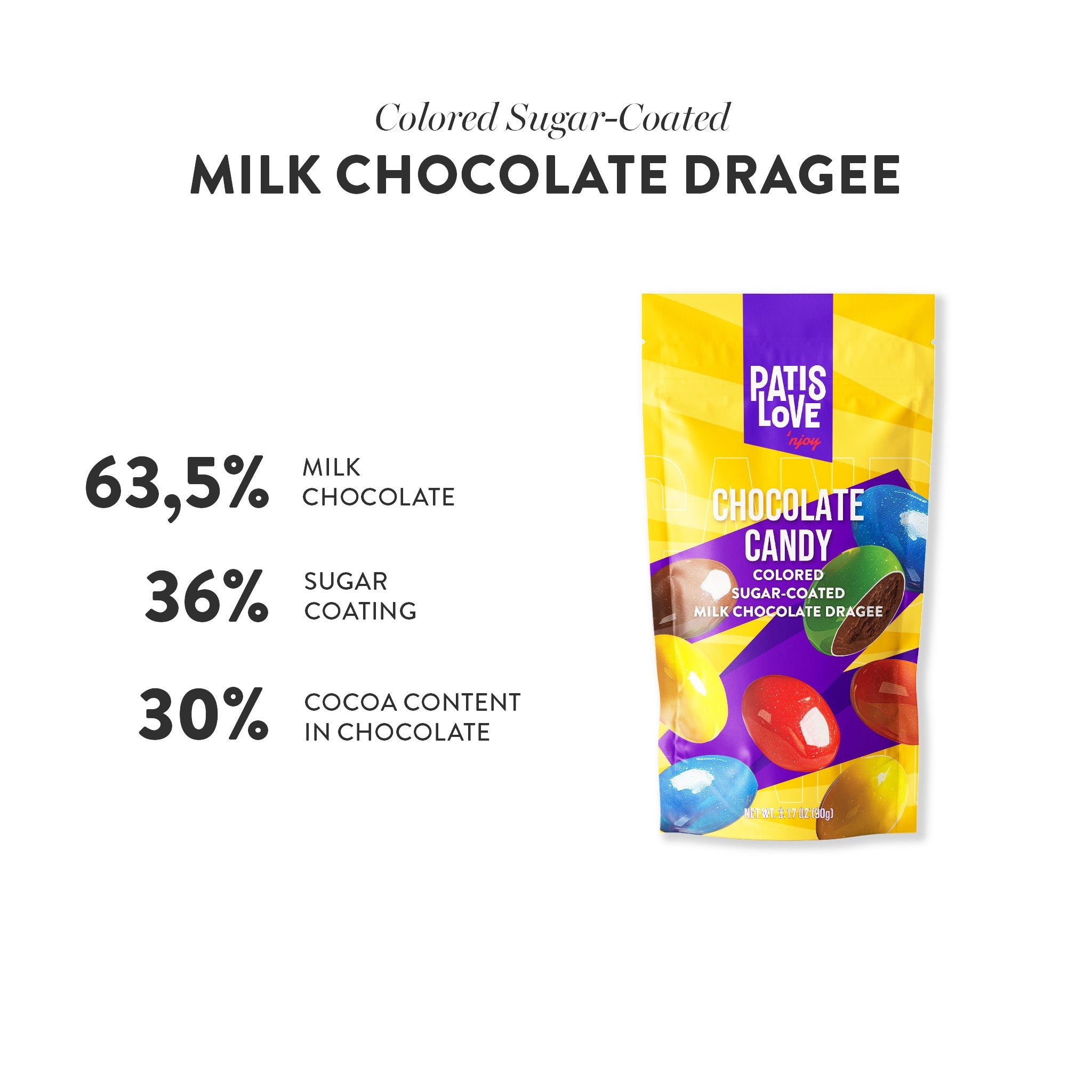 Patislove Colored Sugar-Coated Milk Chocolate Dragee