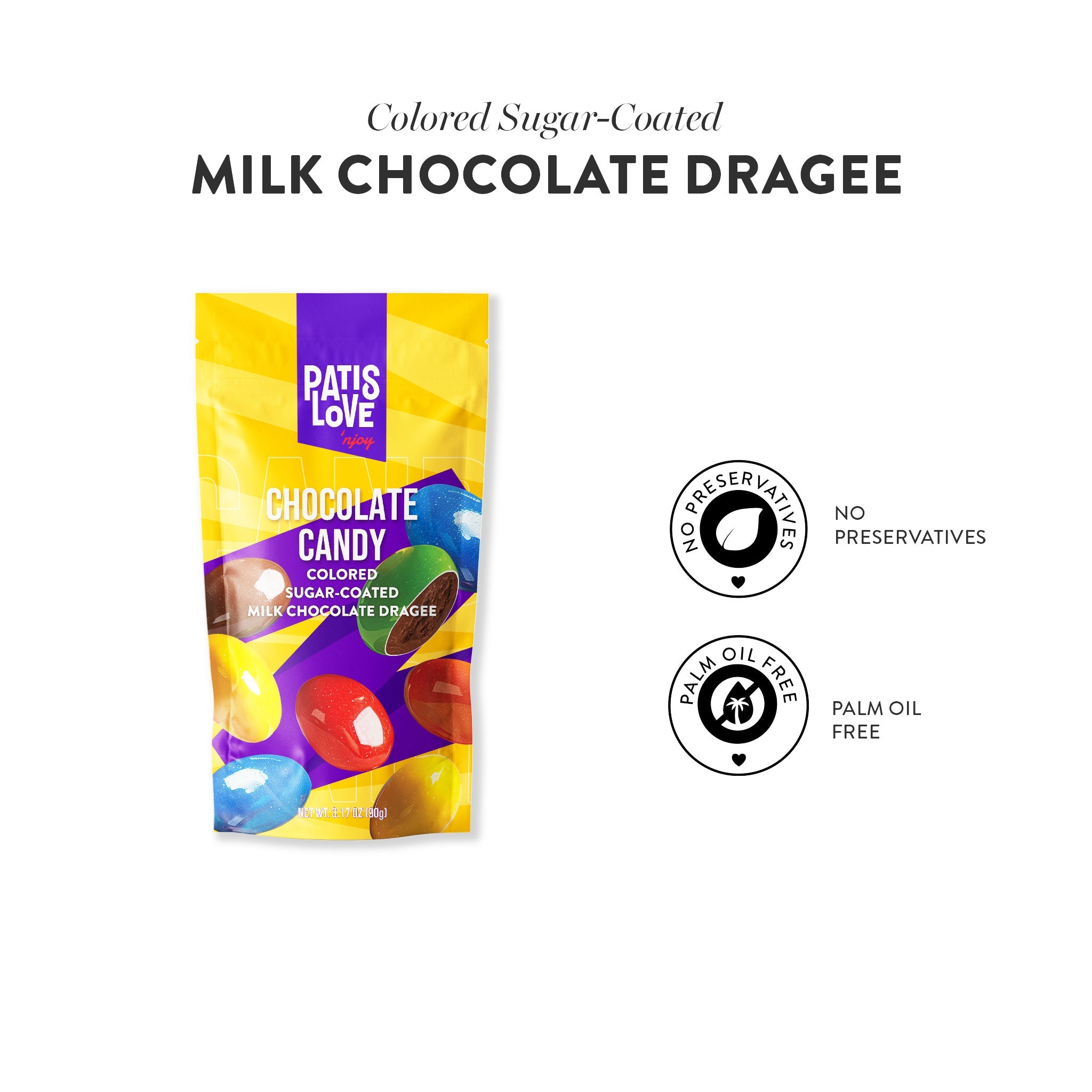 Colored Sugar Coated Milk Chocolate Dragee