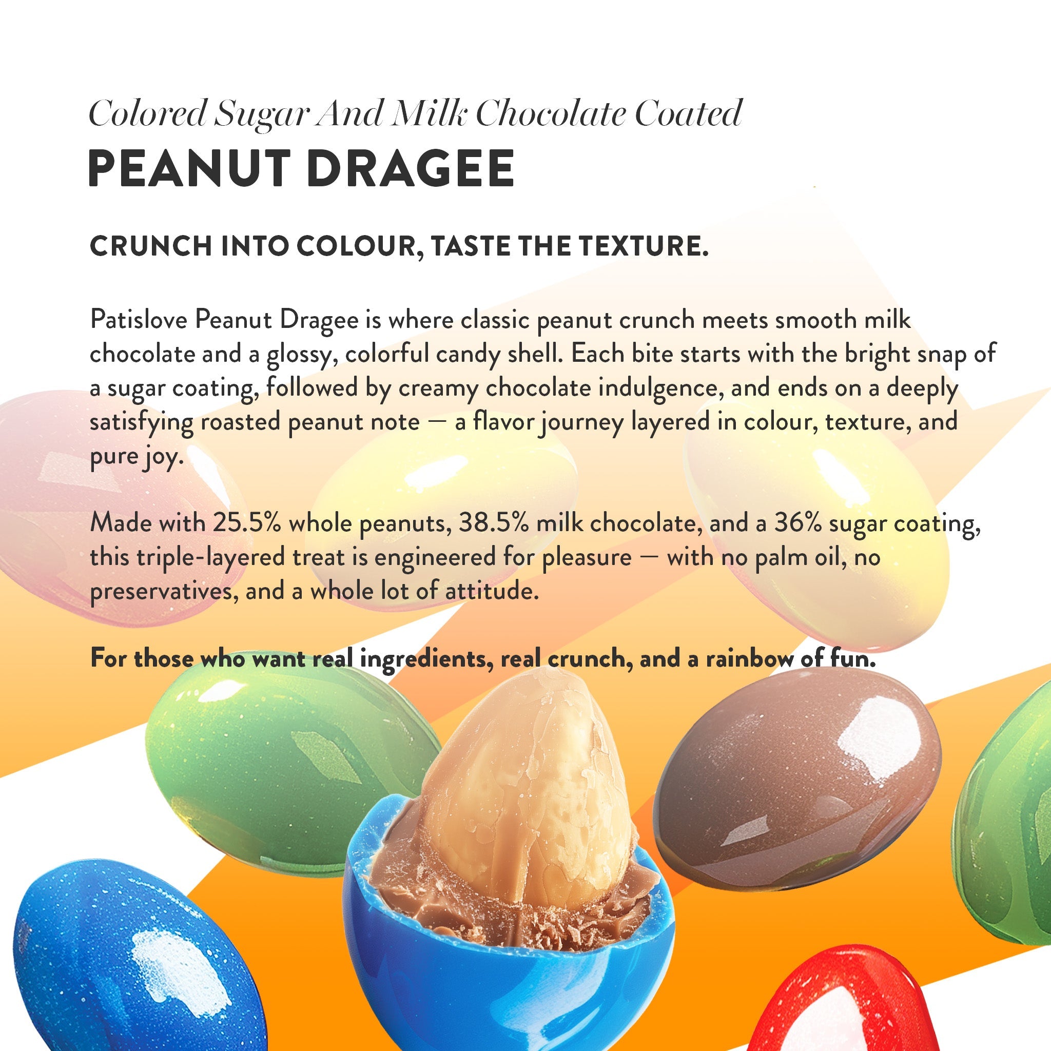 Colored Sugar and Milk Chocolate Coated Peanut Dragee, 90G