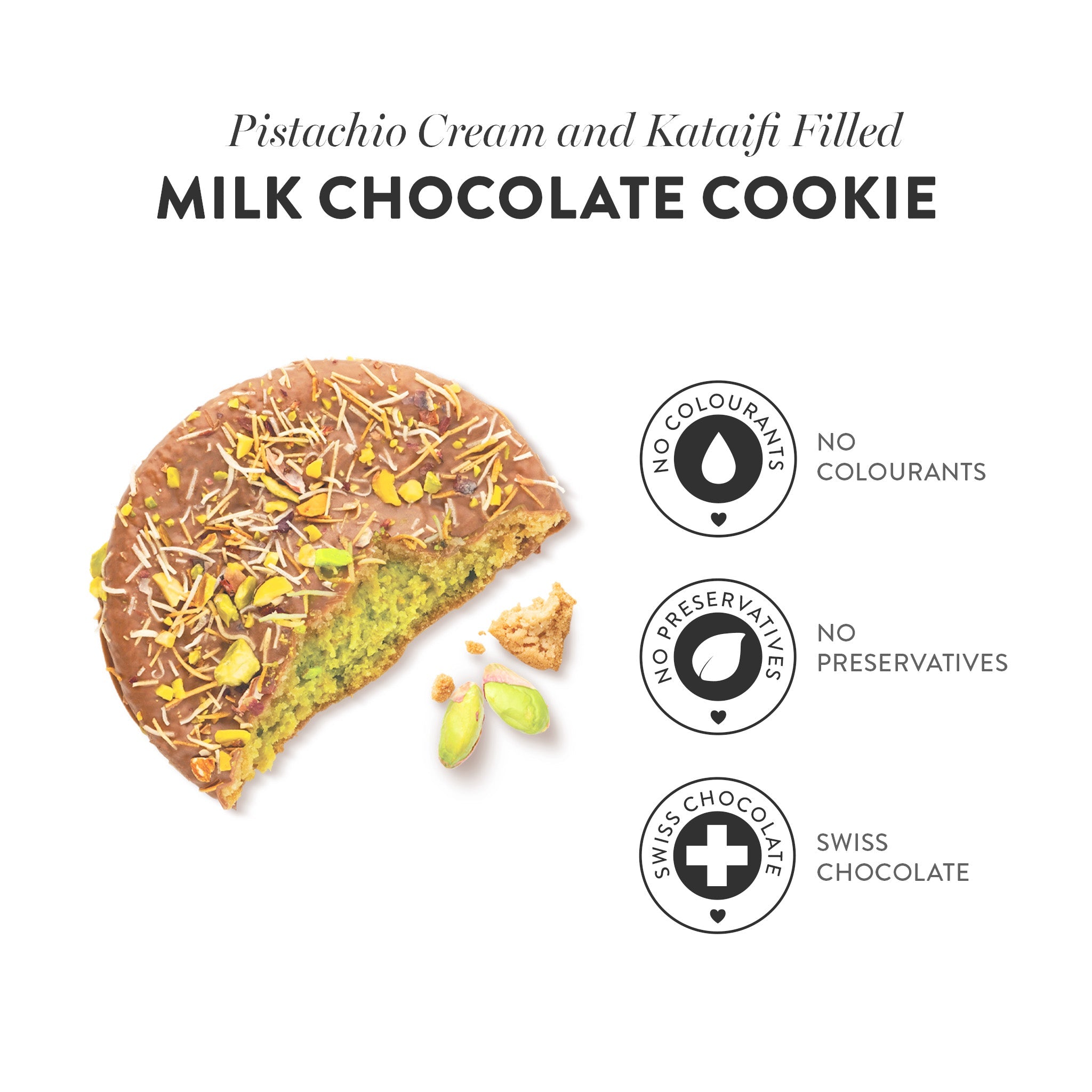 Milk Chocolate Cookie with Pistachio and Kadayif Filling, 60G
