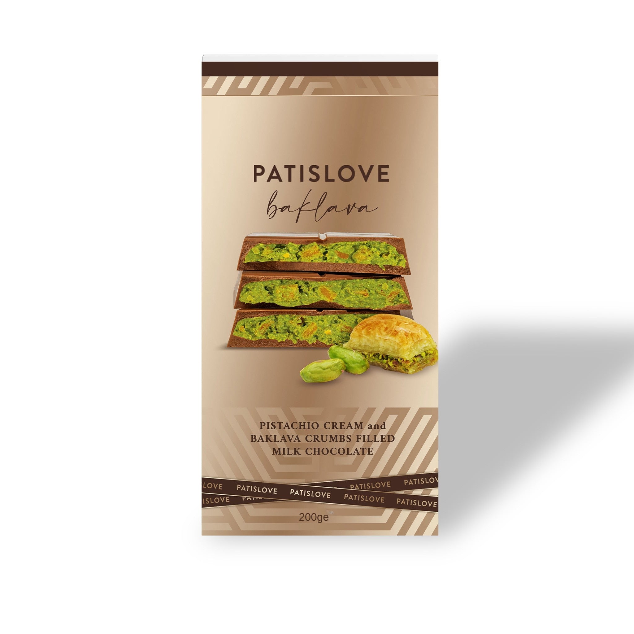 Pistachio Cream and Baklava Crumbs Filled Milk Chocolate, 200G