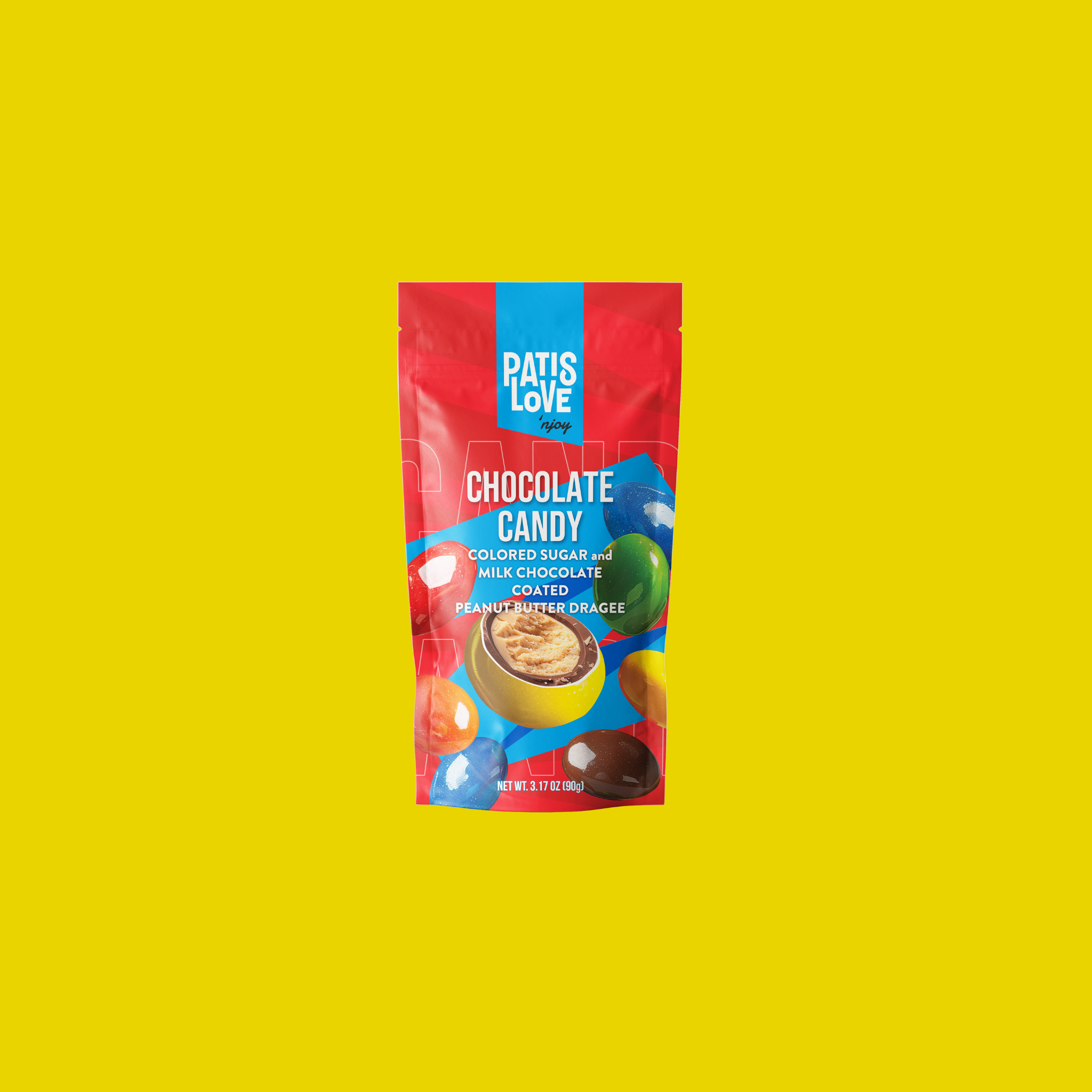 Colored Sugar and Milk Chocolate Coated Peanut Butter Dragee, 90G