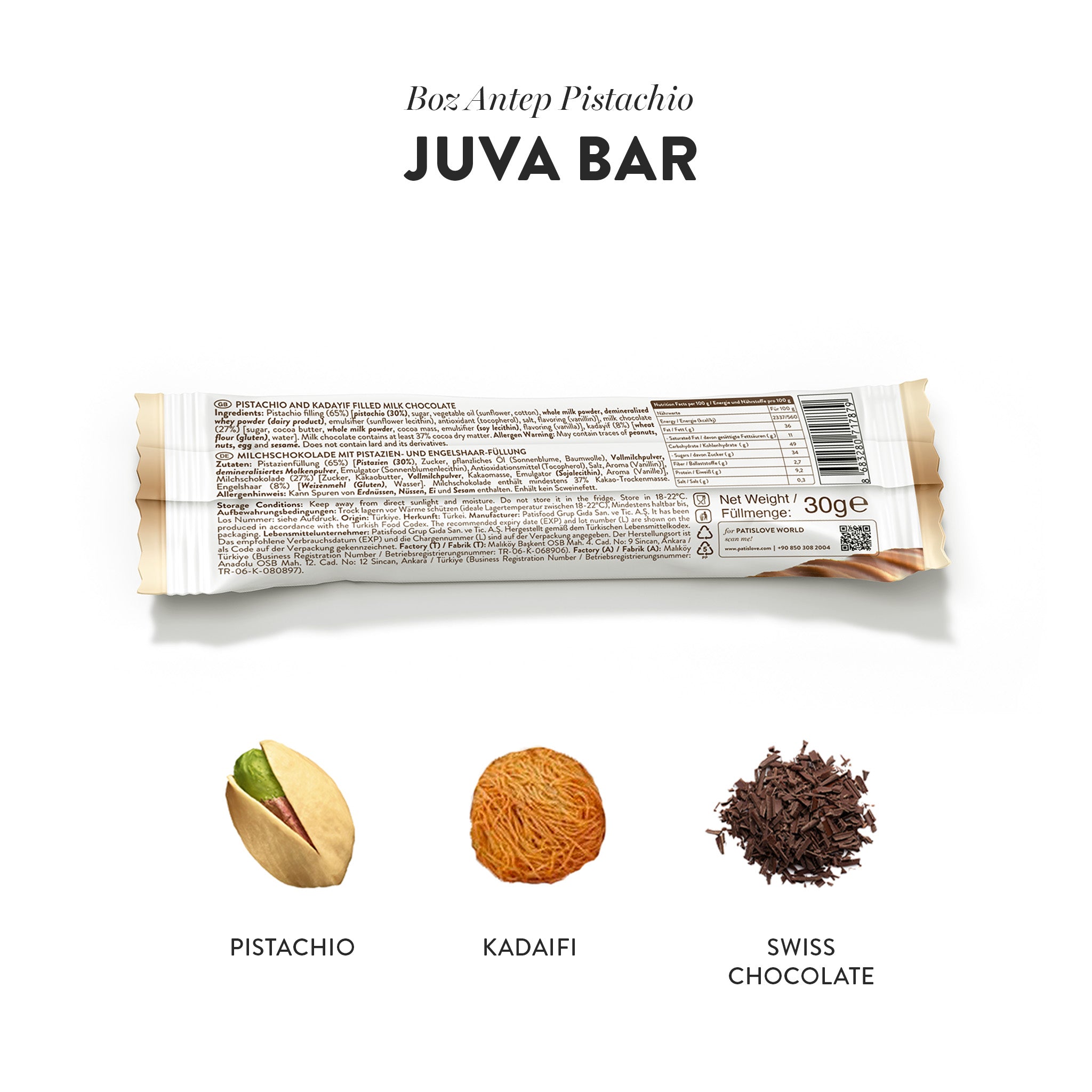 Pistachio & Kadayif Milk Chocolate, 30G