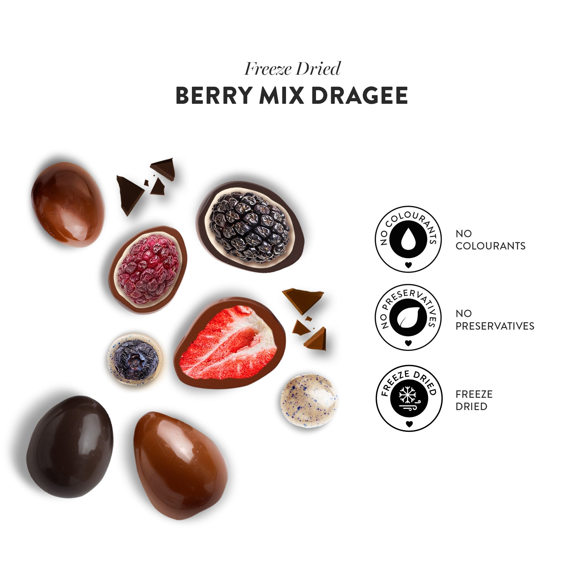 Berry Mix Chocolate Coated Freeze Dried Dragee, 60G