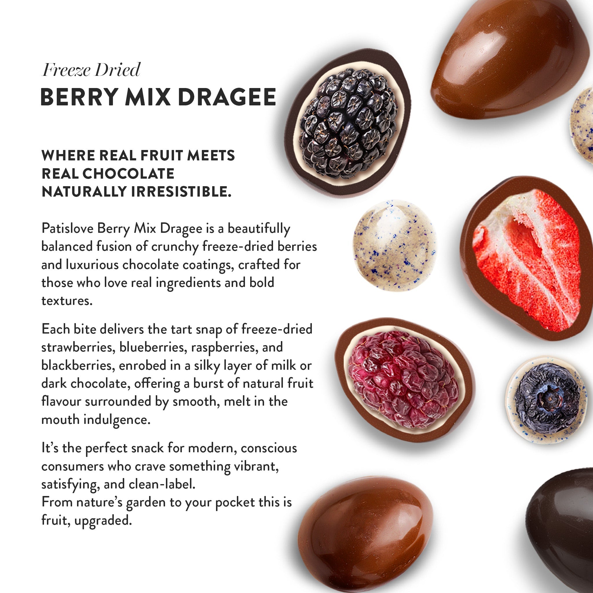 Berry Mix Chocolate Coated Freeze Dried Dragee, 60G