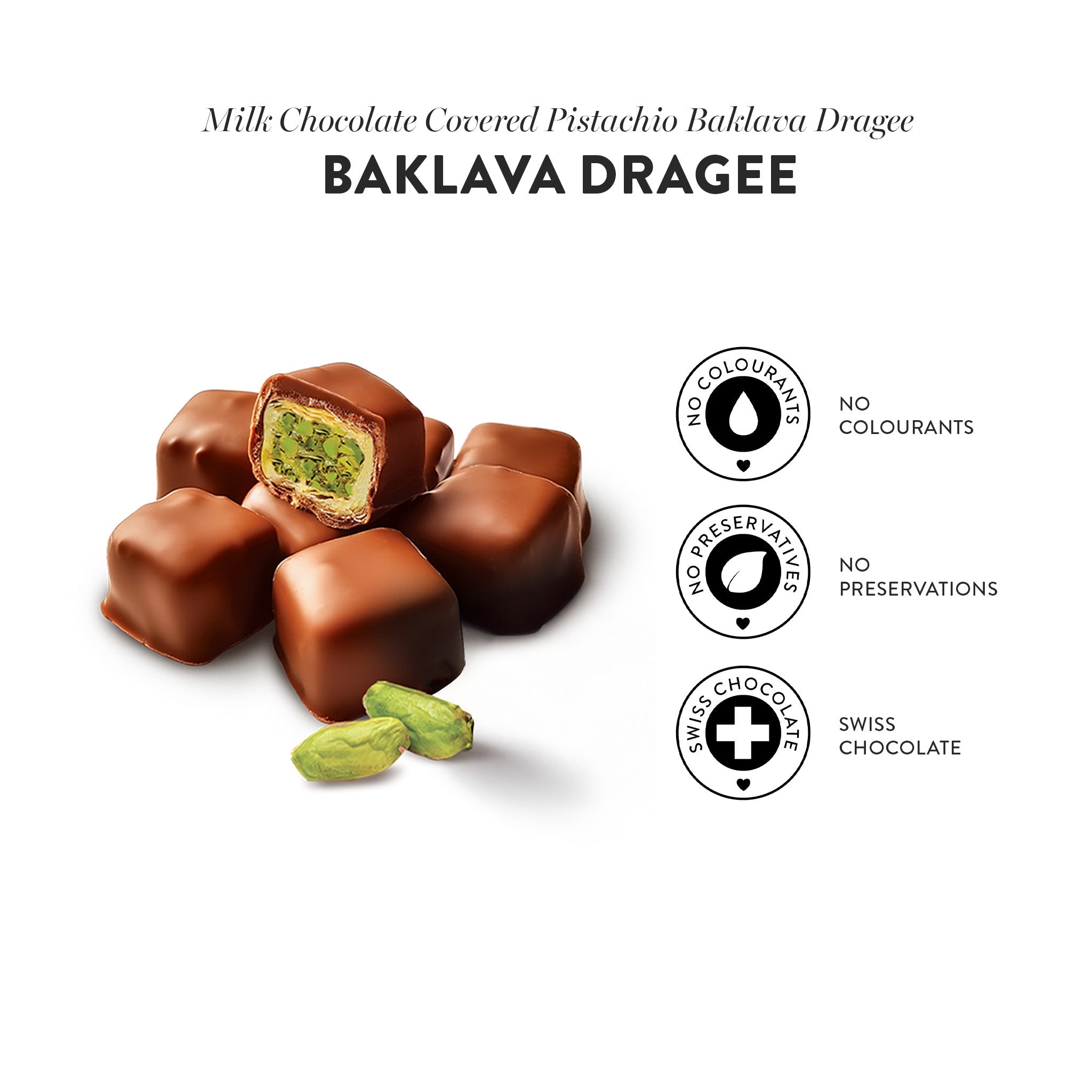 Baklava Dragee – Milk Chocolate Covered Pistachio Baklava Dragee