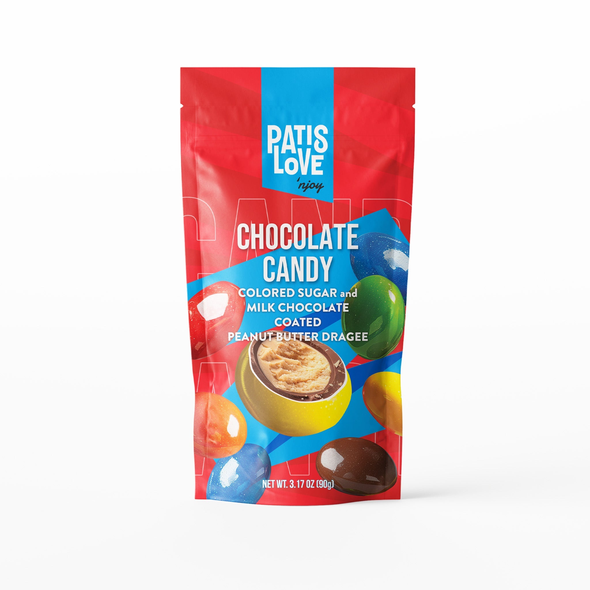 Colored Sugar and Milk Chocolate Coated Peanut Butter Dragee, 90G