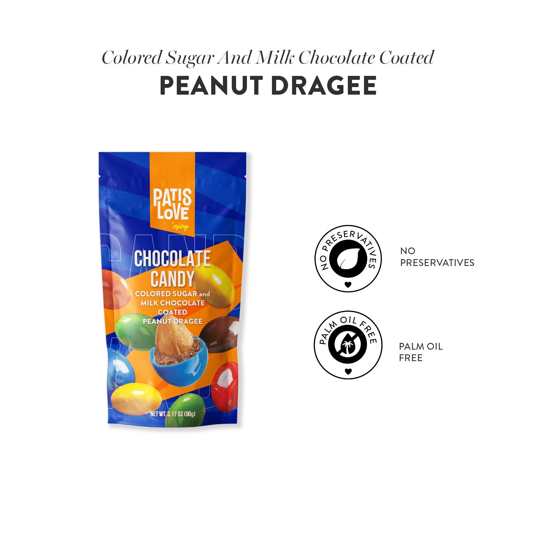 Patislove Peanut Dragee – Chocolate con Leche y Recubrimiento de Azúcar