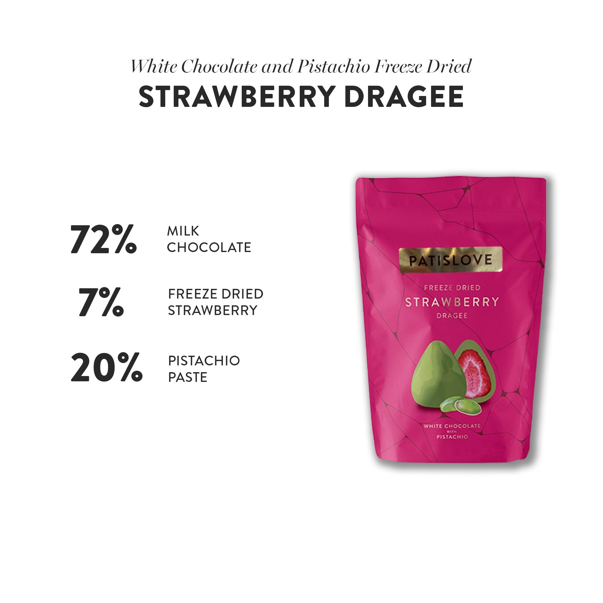 Pistachio White Chocolate Covered Freeze-Dried Strawberry, 80G